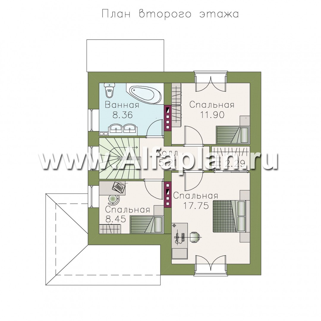 Проекты домов Альфаплан - Кирпичный дом «Оптима плюс» с подвалом - план проекта №3