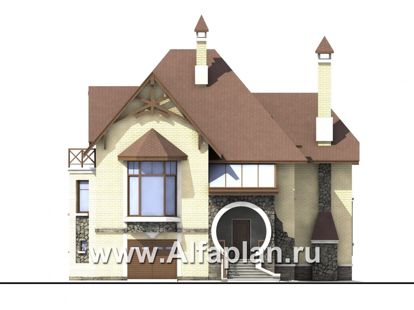 Проекты домов Альфаплан - «Серебряный век» - загородный дом с элементами арт-нуво - изображение фасада №1