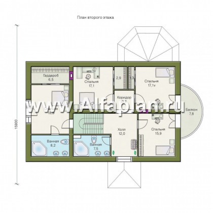 Проекты домов Альфаплан - «Эвита» - респектабельный дом с гаражом - превью плана проекта №2