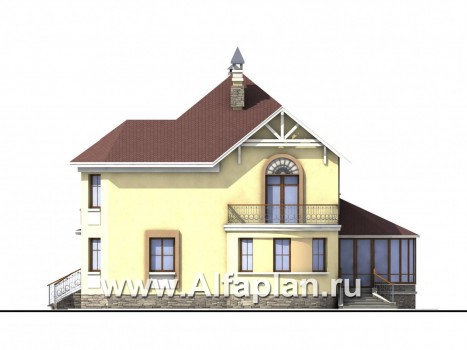Проекты домов Альфаплан - «Амбиент» - загородный дом с эркером - превью фасада №2