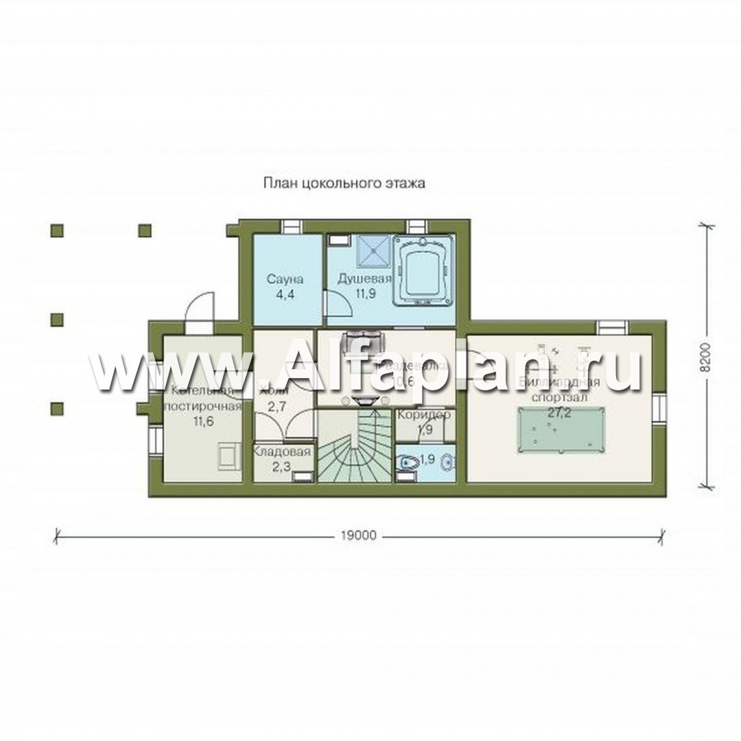 Проекты домов Альфаплан - «Яблоко» - дом для узкого участка с рельефом - план проекта №1