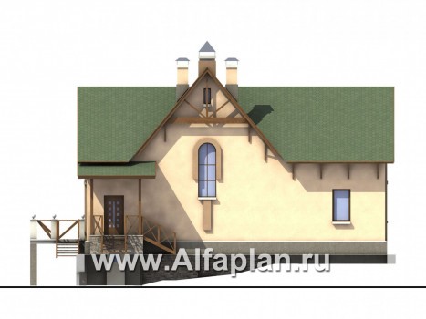 Проекты домов Альфаплан - «Яблоко» - дом для узкого участка с рельефом - превью фасада №4
