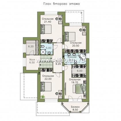 «Нева» - проект эксклюзивного трехэтажного домаиз кирпича, с террасой и с эркером и балконом, с квартирой для персонала - превью план дома