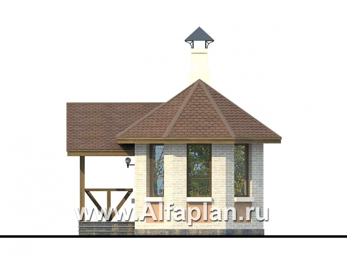 Проекты домов Альфаплан - Маленькая баня из газобетона для маленького участка - изображение фасада №1