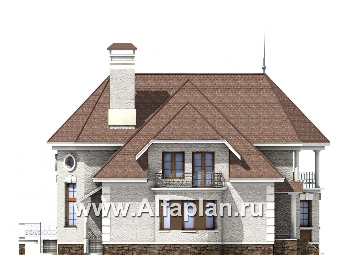 Проекты домов Альфаплан - «Белта» -  двухэтажный коттедж в романтическом стиле - изображение фасада №3
