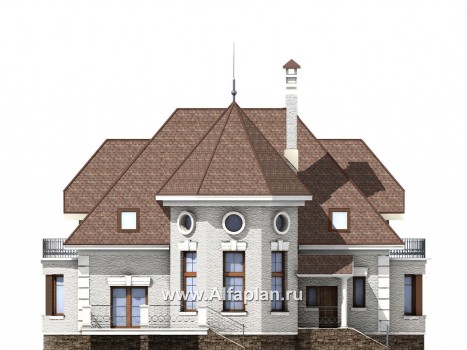 Проекты домов Альфаплан - «Белта» -  двухэтажный коттедж в романтическом стиле - превью фасада №4