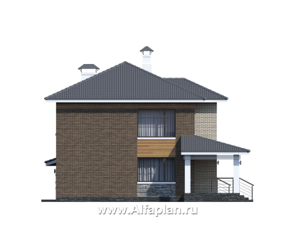 «Летний вечер» - проект двухэтажного дома, с верандой и с гаражом на 2 авто, в современном стиле - превью фасада дома