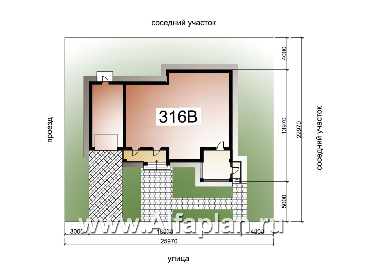 Проекты домов Альфаплан - «Теплый очаг» - компактный одноэтажный дом с гаражом - дополнительное изображение №6