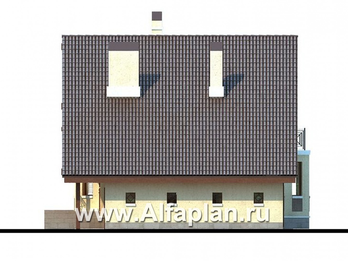 Проекты домов Альфаплан - «Регенсбург» - проект коттеджа в немецкой традиции - изображение фасада №2