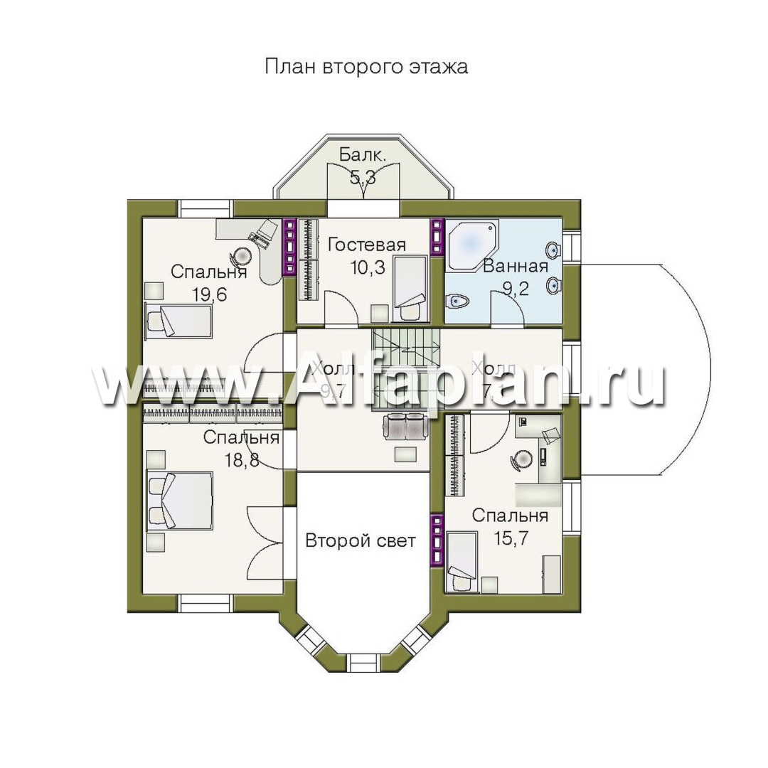 Проекты домов Альфаплан - «Верона» - респектабельный коттедж с гаражом - план проекта №3