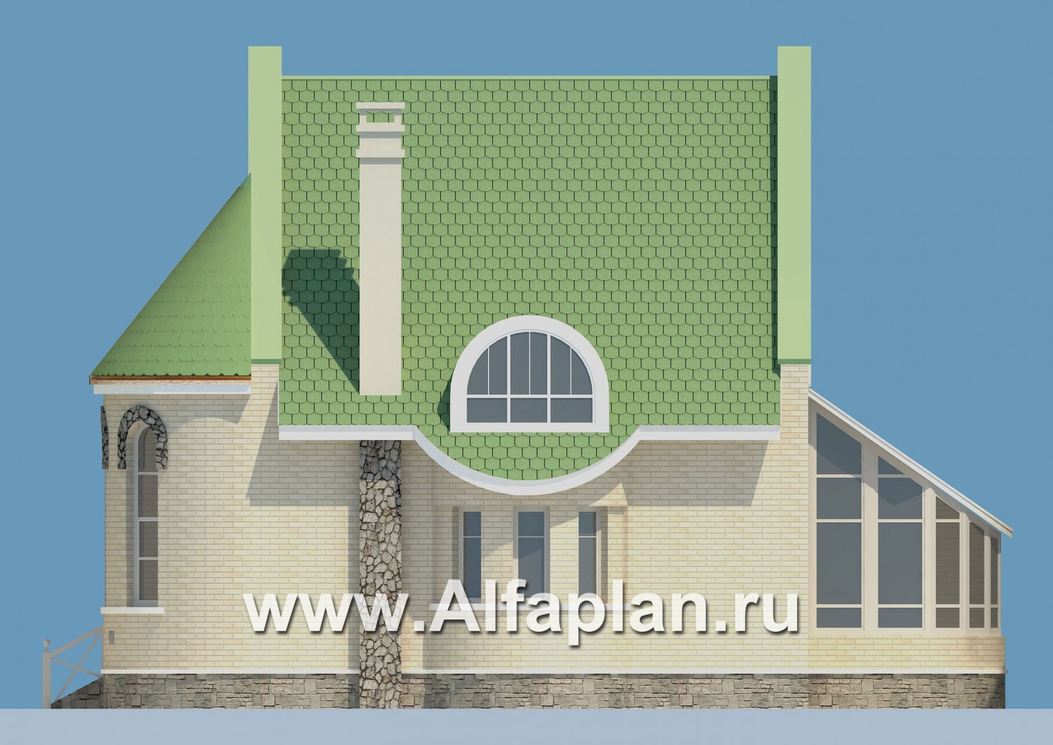 Проекты домов Альфаплан - «Онегин» - представительный загородный дом - изображение фасада №2