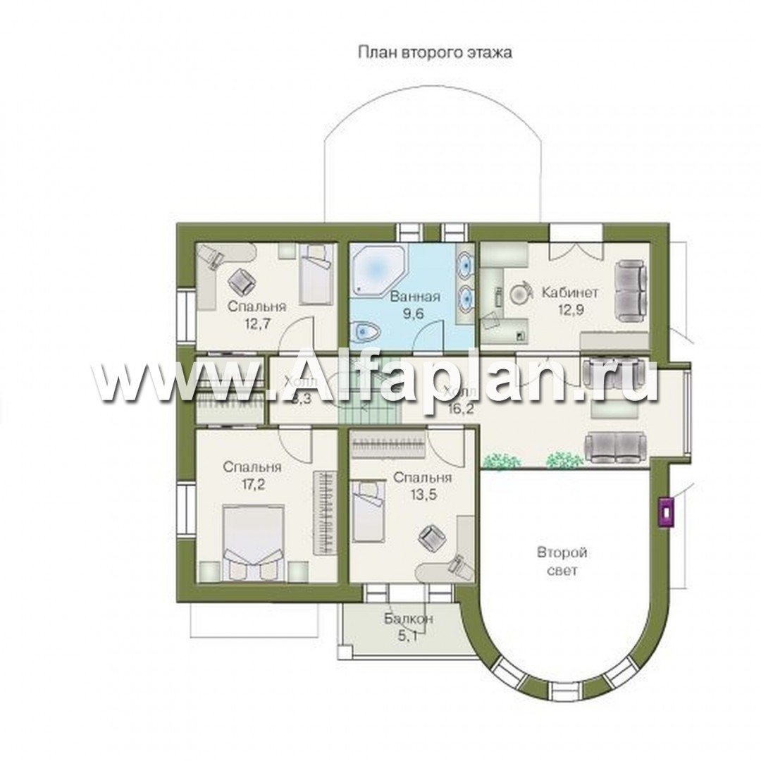 Проекты домов Альфаплан - «Онегин» - представительный загородный дом - план проекта №2