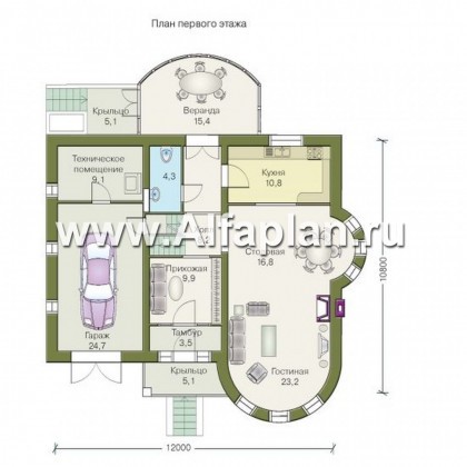Проекты домов Альфаплан - «Онегин» - представительный загородный дом - превью плана проекта №1