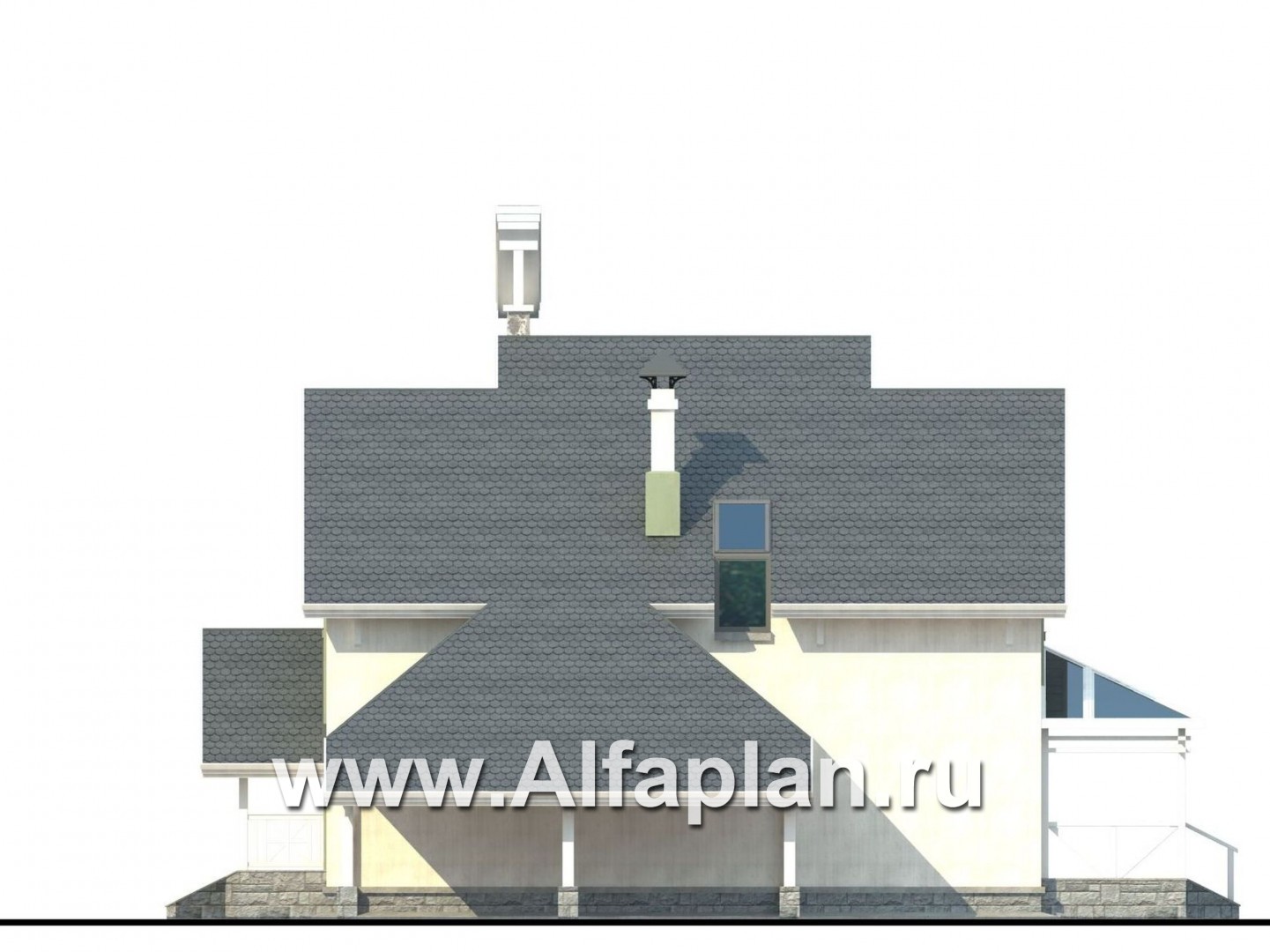 Проекты домов Альфаплан - «Компакт» - проект мансардного дома с двускатной кровлей - изображение фасада №2