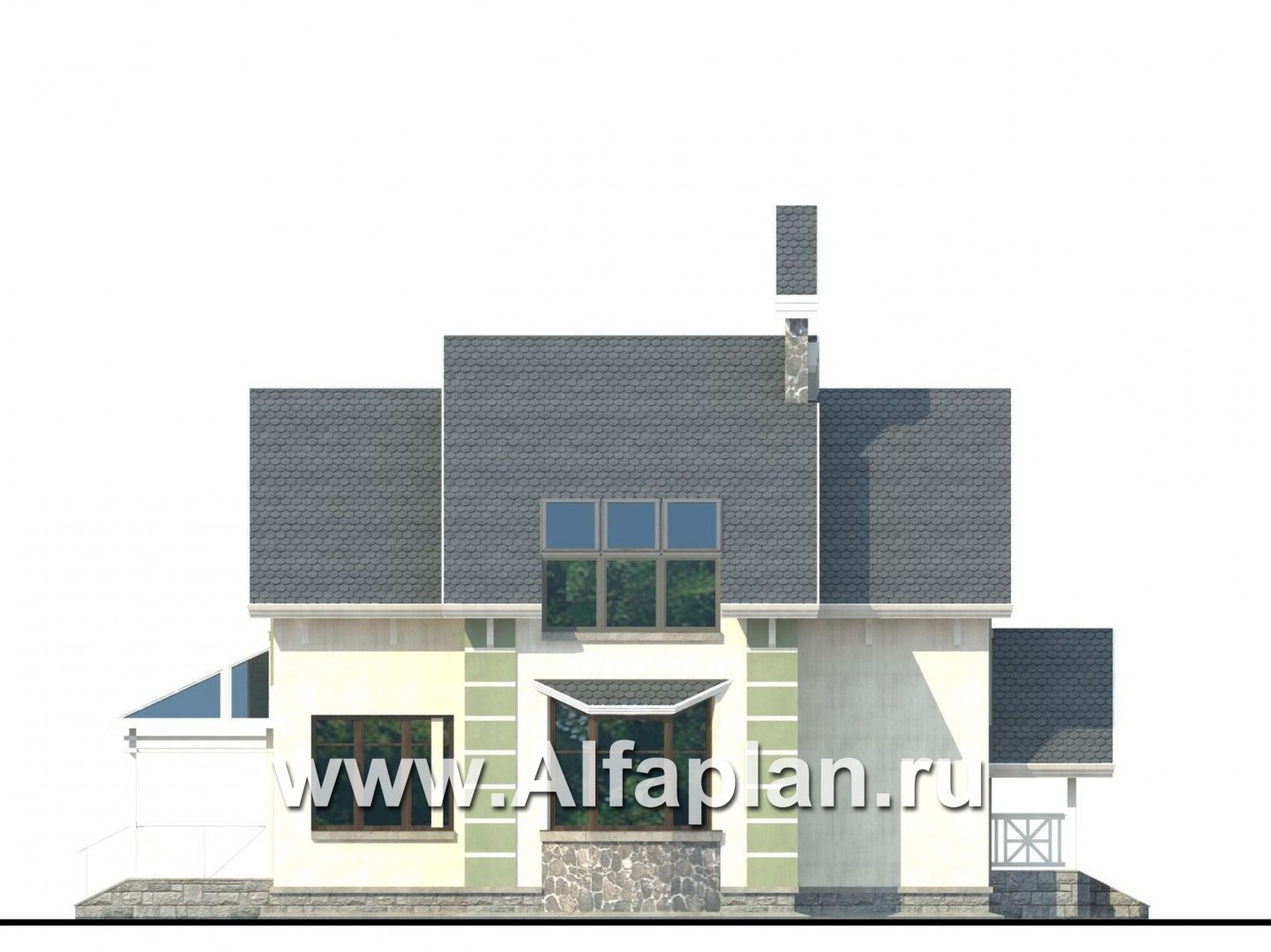 Проекты домов Альфаплан - «Компакт» - проект мансардного дома с двускатной кровлей - изображение фасада №3