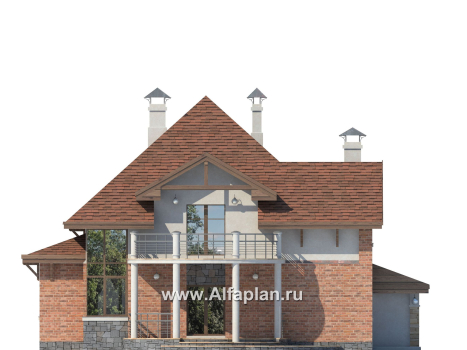 Проекты домов Альфаплан - «Брилланте» - яркий  коттедж с пирамидальной кровлей - превью фасада №4