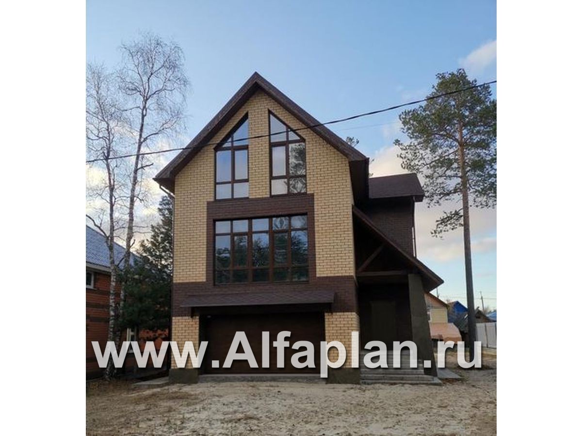 Проекты домов Альфаплан - «Экспрофессо»- проект компактного дома с гаражом в цоколе - дополнительное изображение №1