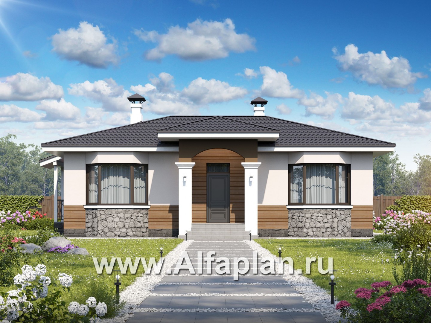 Проекты домов Альфаплан - Одноэтажный дом для небольшой семьи - основное изображение