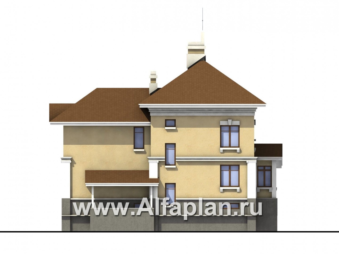 Проекты домов Альфаплан - «Флоренция» - коттедж в стиле итальянского Возрождения - изображение фасада №4