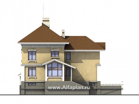 Проекты домов Альфаплан - «Флоренция» - коттедж в стиле итальянского Возрождения - превью фасада №3