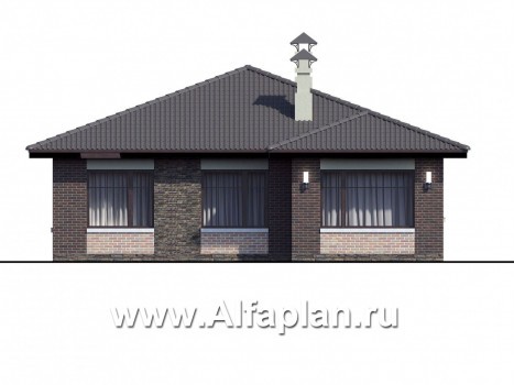 Проекты домов Альфаплан - «Онега» - проект одноэтажного дома с двумя спальнями - превью фасада №4