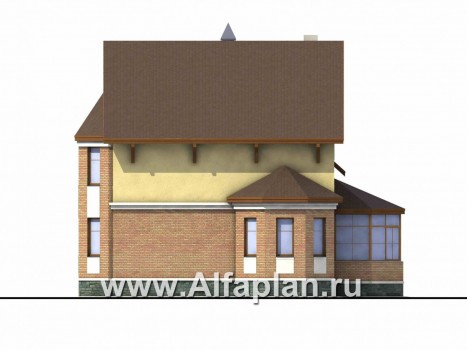 Проекты домов Альфаплан - «Поколение» - блокированный дом с эркерами - превью фасада №2