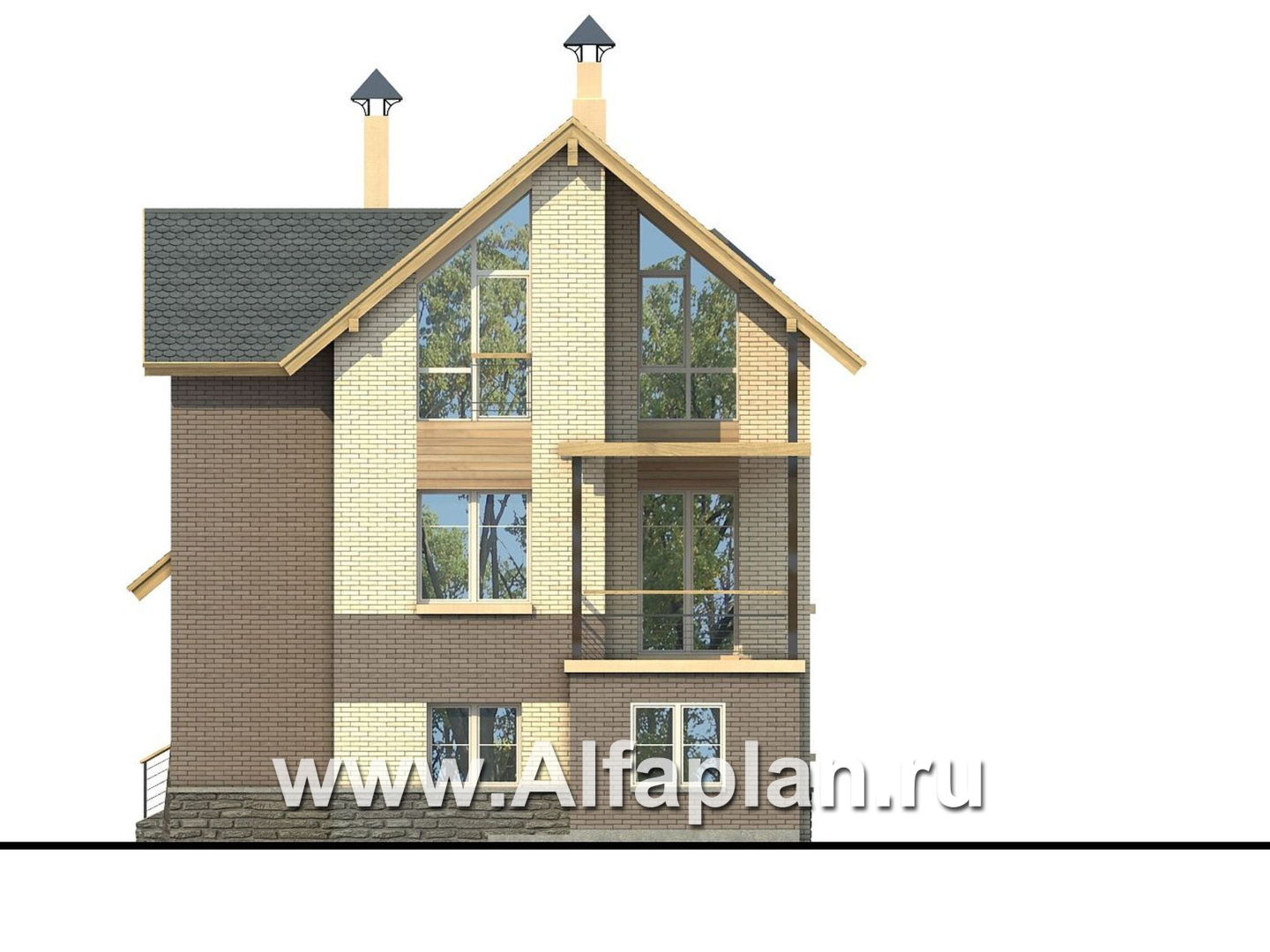 Проекты домов Альфаплан - «Эврика!» - удобный дом из блоков или кирпичей для маленького участка - изображение фасада №4