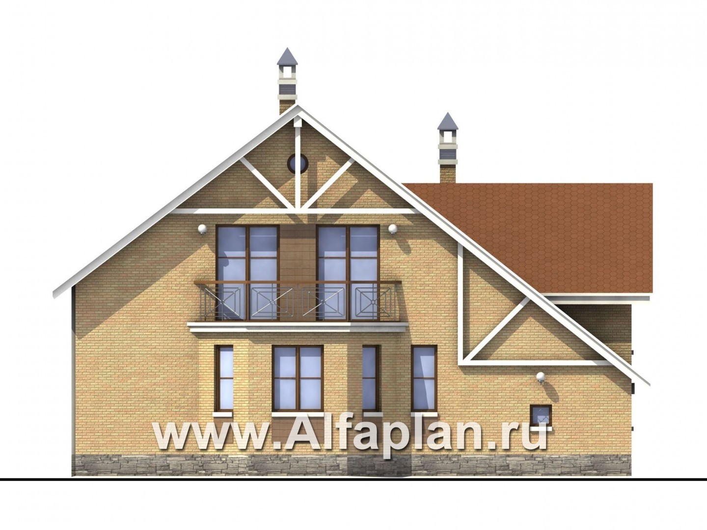 Проекты домов Альфаплан - «Престиж» - удобный и просторный коттедж - изображение фасада №4