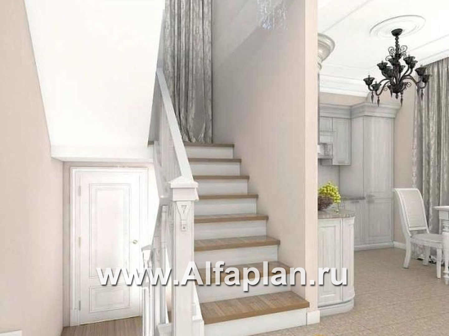 Проекты домов Альфаплан - «Ретростилиса Плюс» - удобный дом с цокольным этажом - дополнительное изображение №5