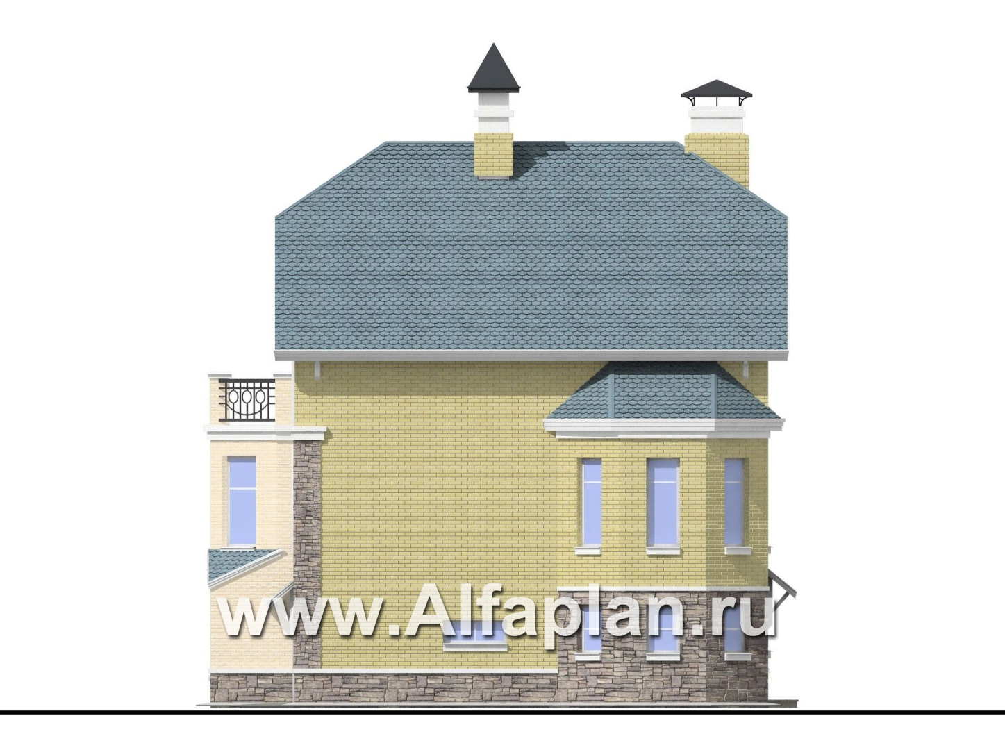 Проекты домов Альфаплан - «Корвет» - проект дома с гаражом и спортзалом - изображение фасада №2