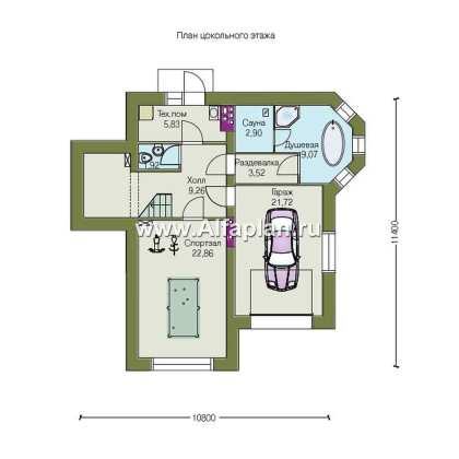 Проекты домов Альфаплан - «Корвет» - проект дома с гаражом и спортзалом - превью плана проекта №1