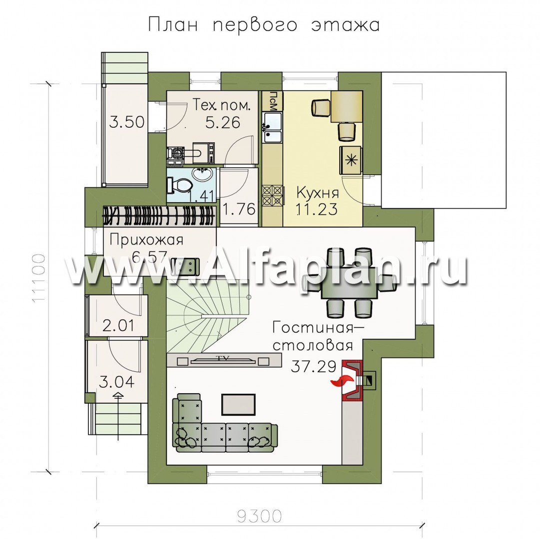 Проекты домов Альфаплан - «Малая Родина» - компактный и комфортный загородный дом - план проекта №1