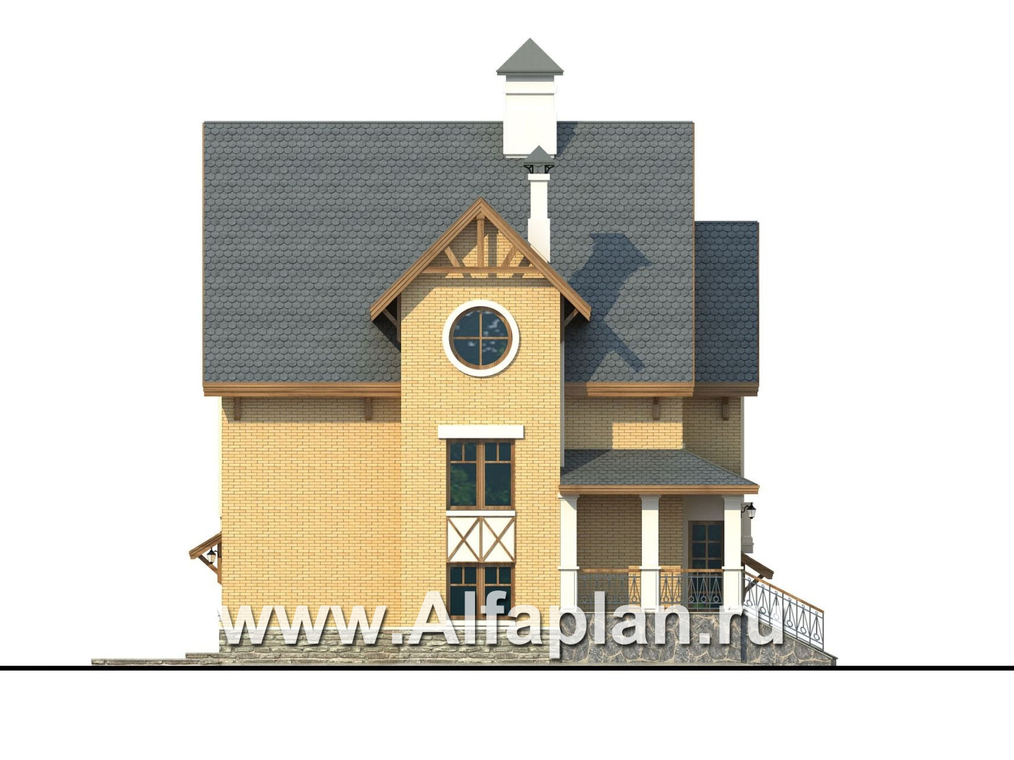Проекты домов Альфаплан - Дом из газобетона «Индиго» - изображение фасада №3