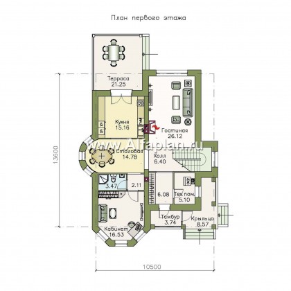 Проекты домов Альфаплан - «Эллада» - красивый и компактный особняк - превью плана проекта №1