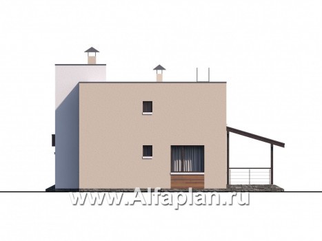 Проекты домов Альфаплан - «Рациональ» - компактный коттедж с плоской кровлей - превью фасада №3