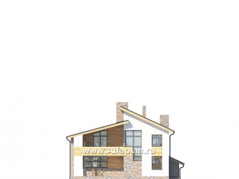 Проекты домов Альфаплан - Современный коттедж с большим гаражом-стоянкой - превью фасада №2