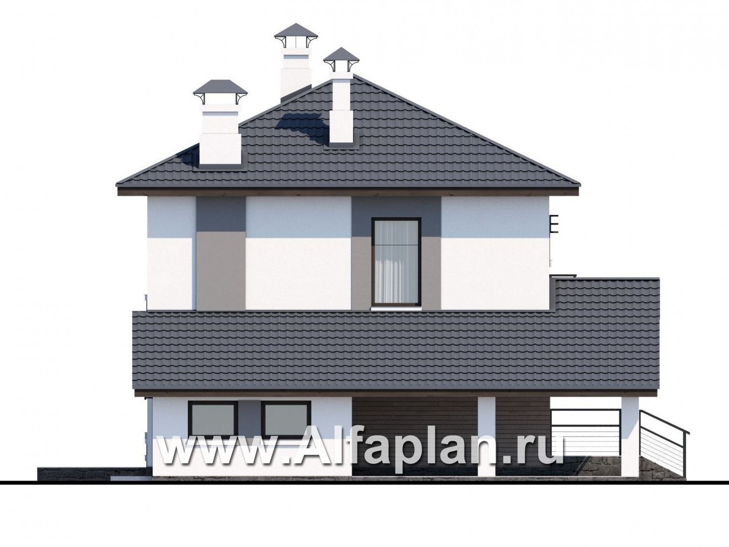Проекты домов Альфаплан - «Смарт»- удобный двухэтажный дом - изображение фасада №3