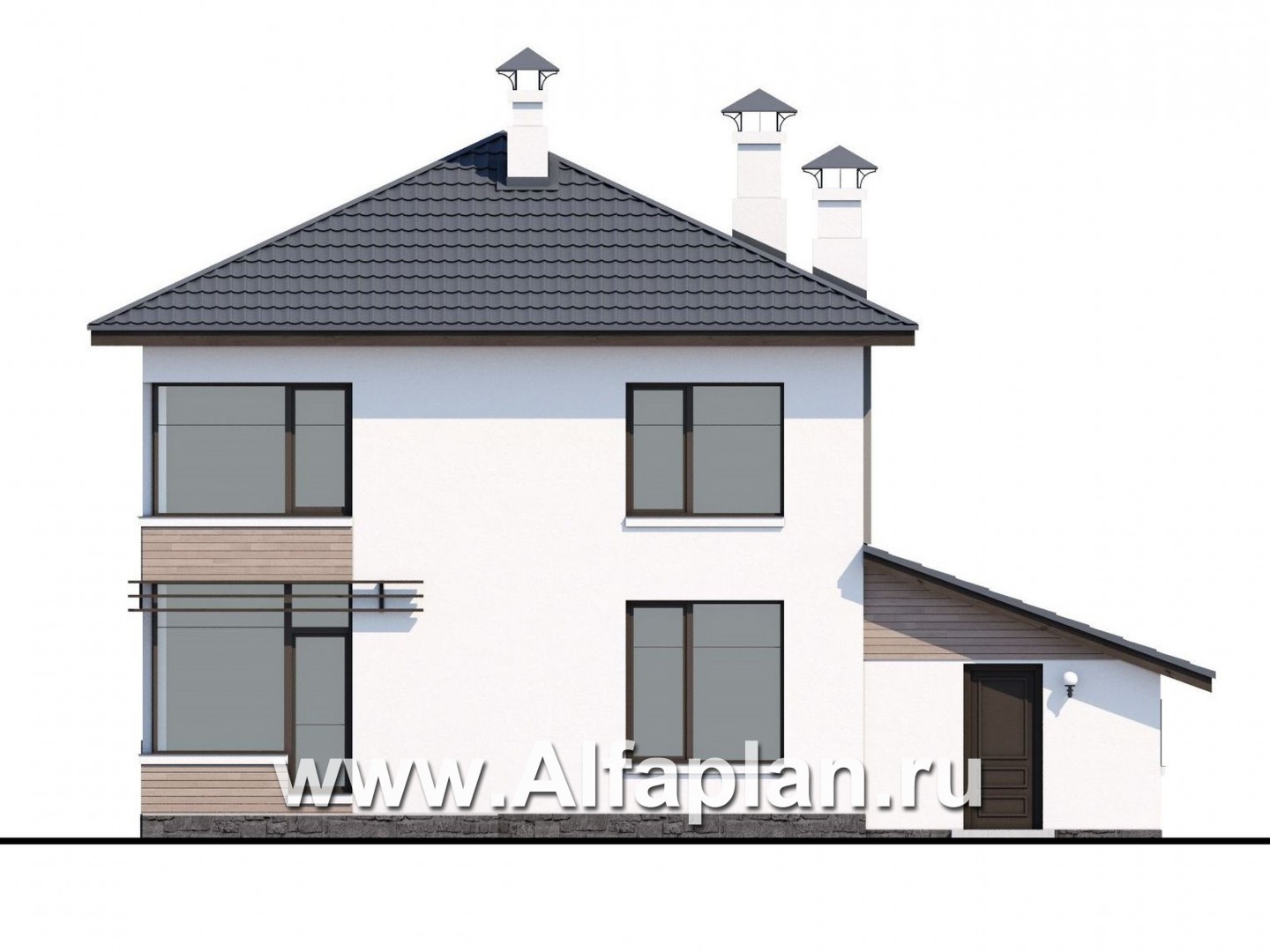 Проекты домов Альфаплан - «Смарт»- удобный двухэтажный дом - изображение фасада №4