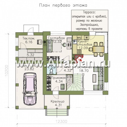 Проекты домов Альфаплан - «Смарт»- удобный двухэтажный дом - превью плана проекта №1