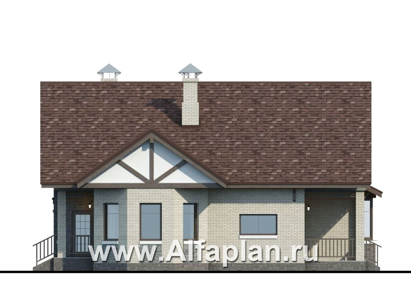 Проекты домов Альфаплан - «Зальцбург»- рациональный дом с навесом для машины - изображение фасада №2