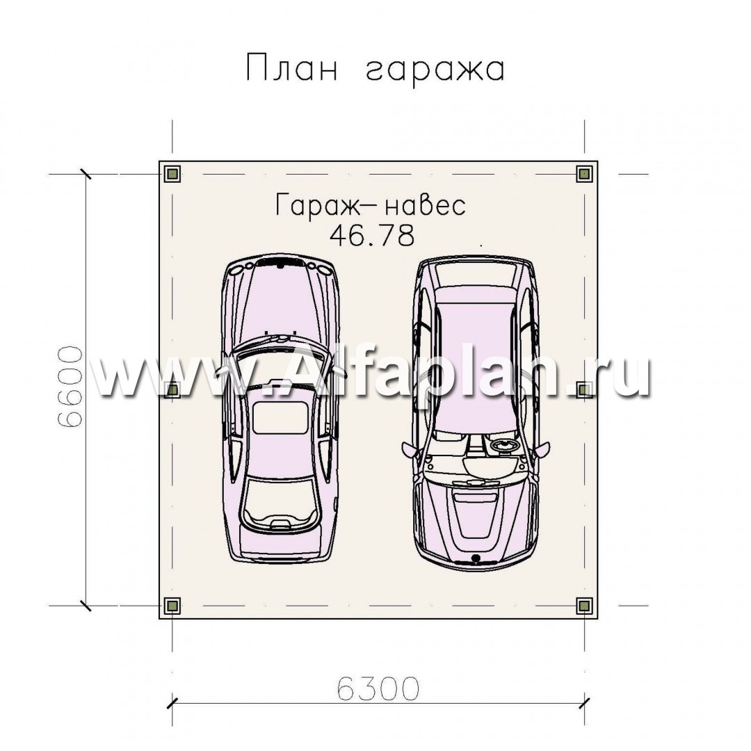 Гараж-навес на 2 авто - план дома