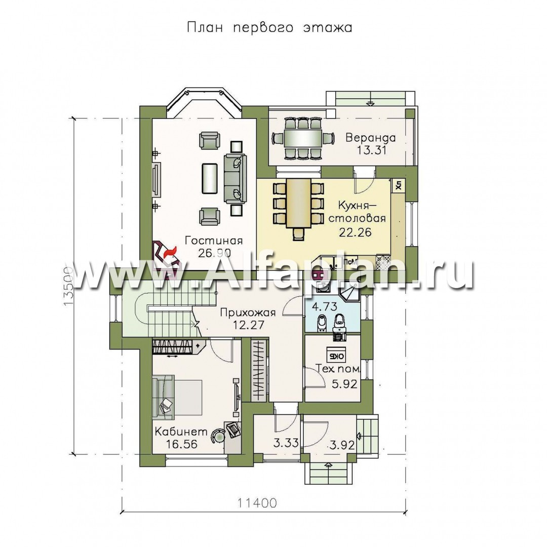 Проекты домов Альфаплан - «Белоостров»-  коттедж с удобной планировкой - план проекта №1