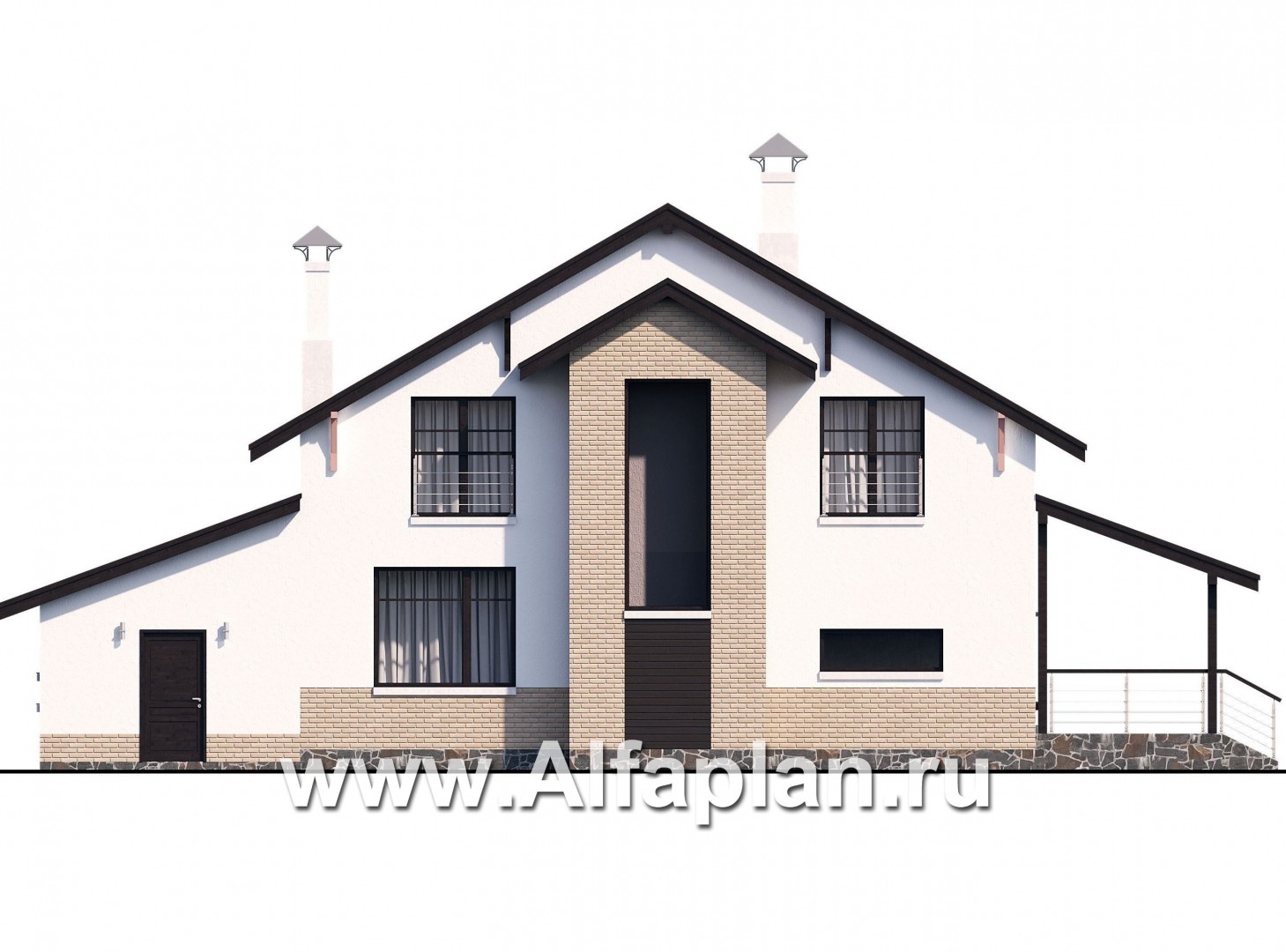 Проекты домов Альфаплан - «Клипер» - комфортный дом с двускатной крышей - изображение фасада №4