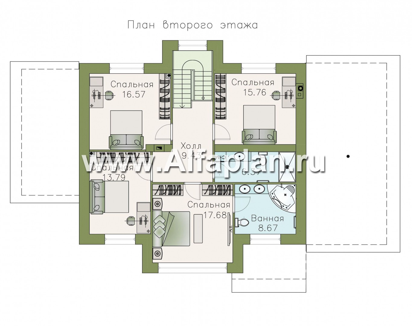 Проекты домов Альфаплан - «Клипер» - комфортный дом с двускатной крышей - изображение плана проекта №2