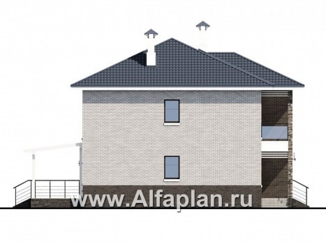 Проекты домов Альфаплан - «Вязьма»- удобный коттедж с двусветной гостиной - превью фасада №3