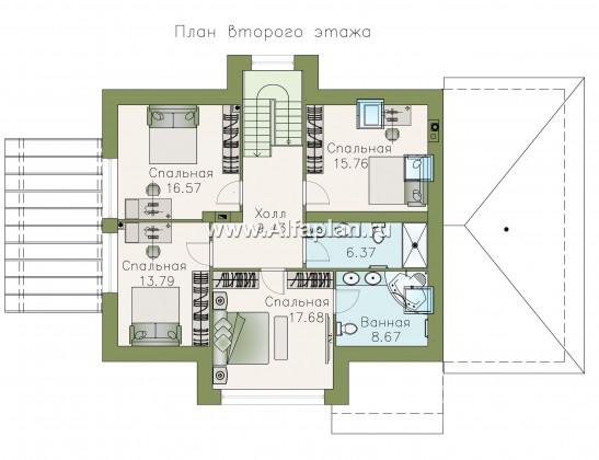 Проекты домов Альфаплан - «Домик в Коломне» - уютный дом с мансардой и гаражом - превью плана проекта №2