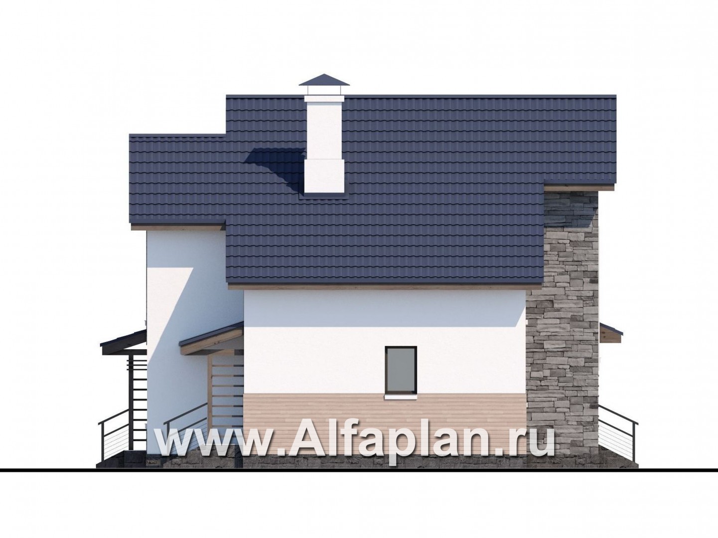 Проекты домов Альфаплан - «Территория комфорта» - современный дом - шале с гаражом - изображение фасада №4