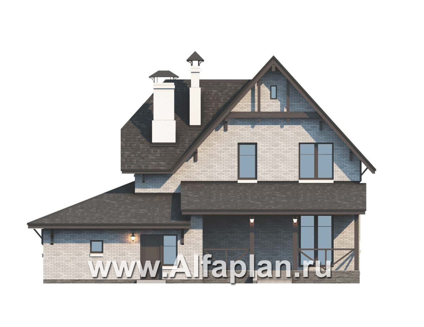 Проекты домов Альфаплан - «Шевалье»- дом с гаражом и балконом над эркером - изображение фасада №4