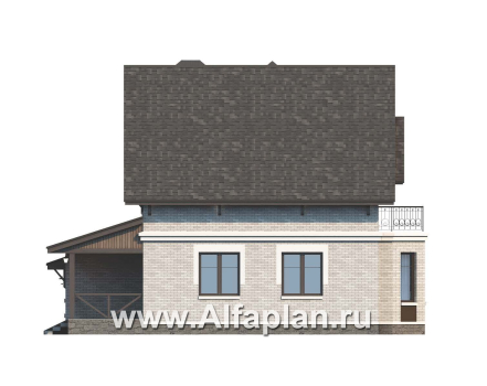 Проекты домов Альфаплан - «Шевалье»- дом с гаражом и балконом над эркером - превью фасада №3