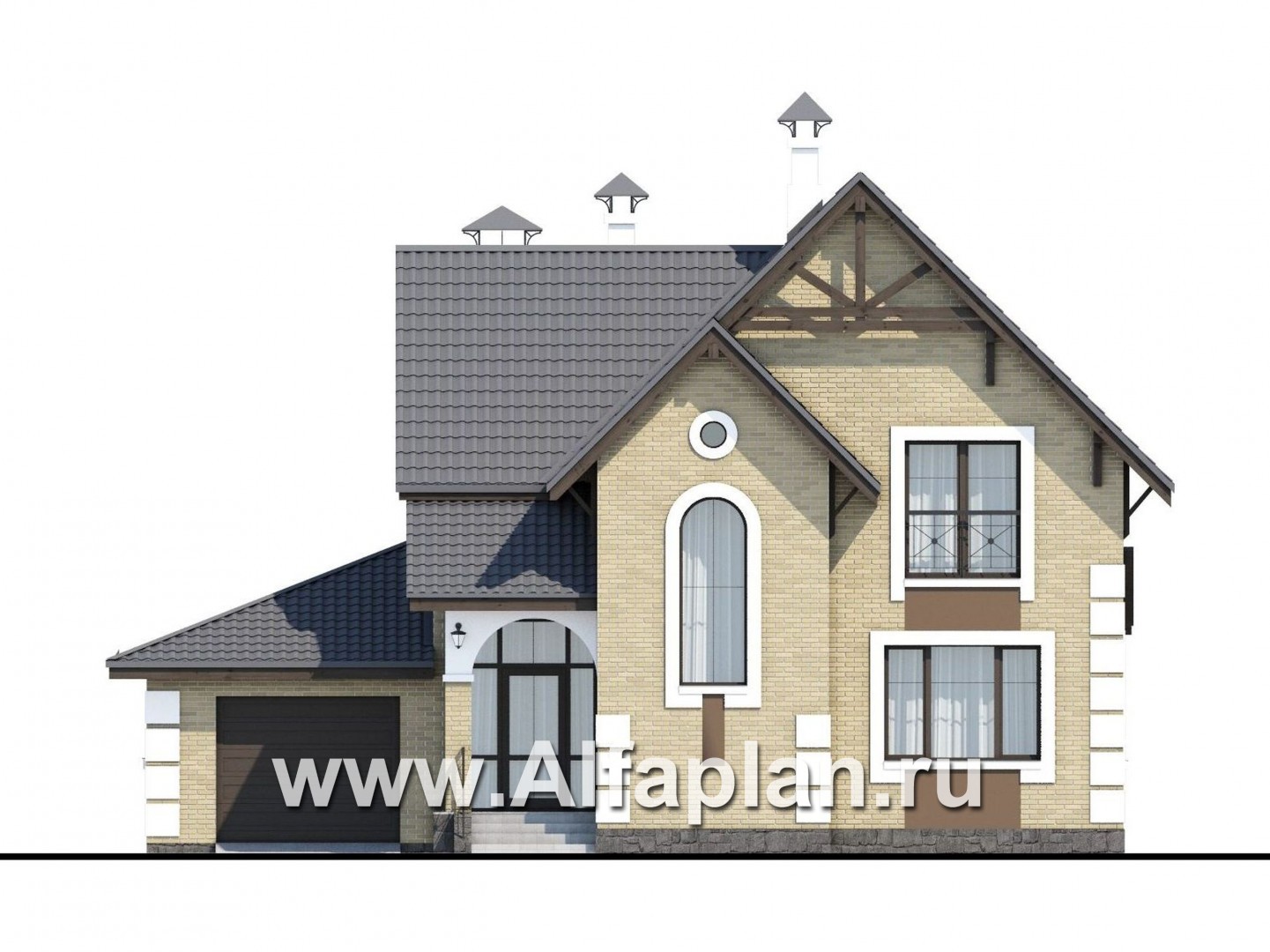 Проекты домов Альфаплан - «Приоритет» - коттедж с компактным планом и комфортной планировкой - изображение фасада №1